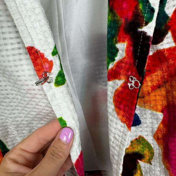 Erin London Watercolor Floral Print Textured Blazer Vibrant Multicolor Sz Small - Picture 5 of 9